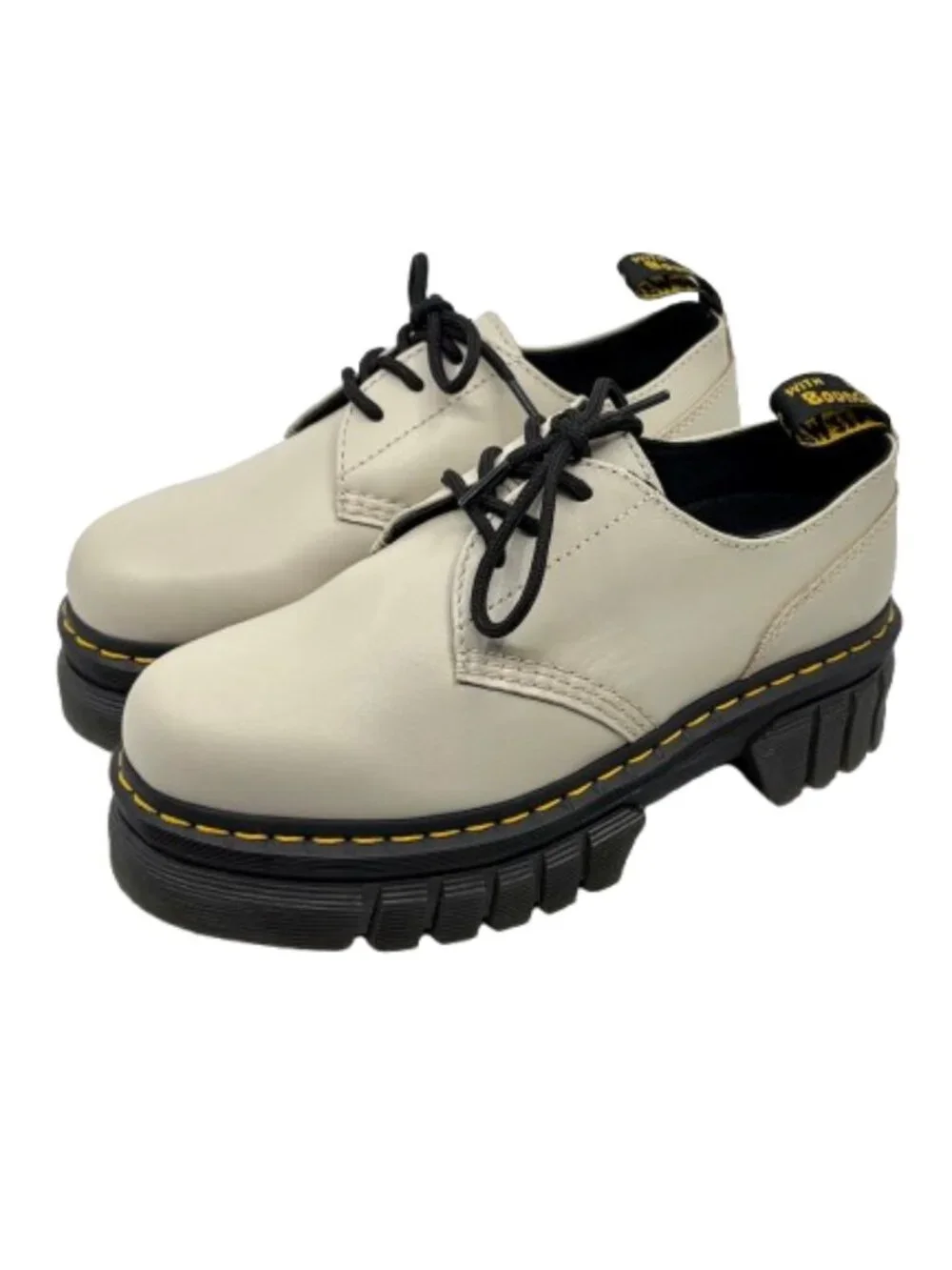 DR MARTENS~Audrick Napa Leather Platform Oxford Derby Shoes Sz 8 LIKE NEW Taupe